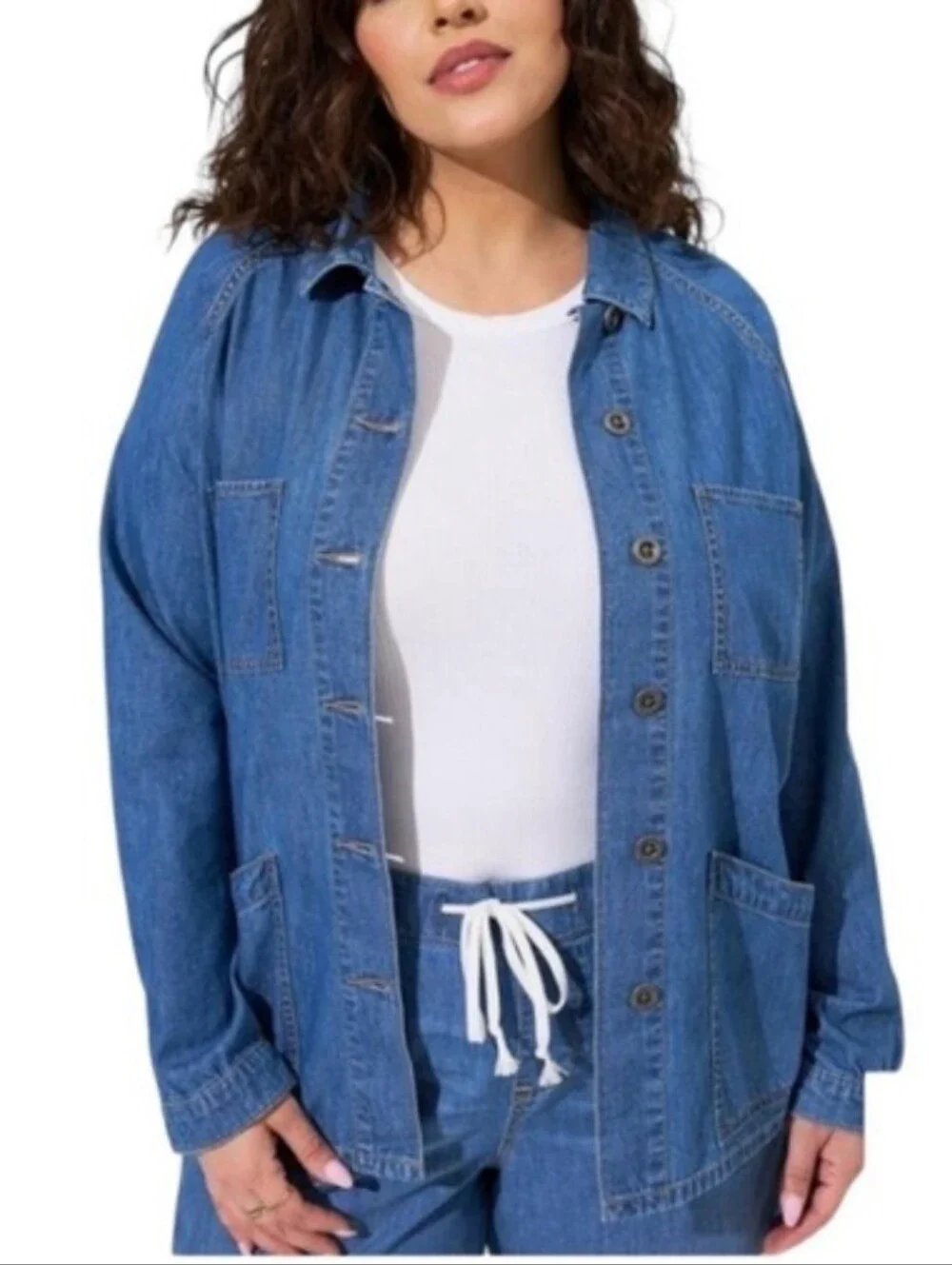 torrid Denim Raglan Button- Up Chore Jacket Size 1X